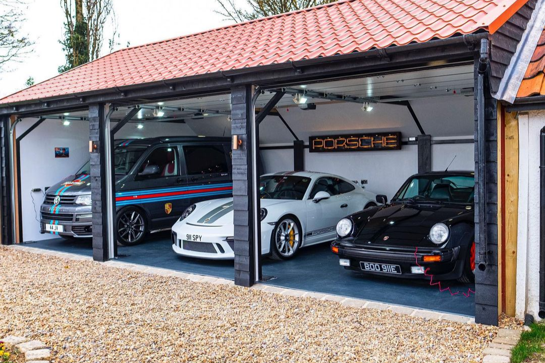 Three porchses with graphite garage flooring