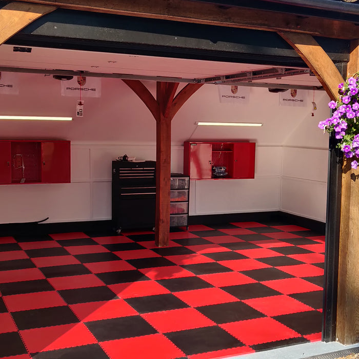 X Joint 13m² Single Garage Bundle in Black & Red + FREE RAMPS