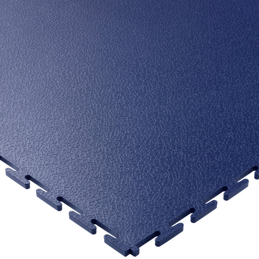 Blue T Joint interlocking Ecotile floor tile on a white background