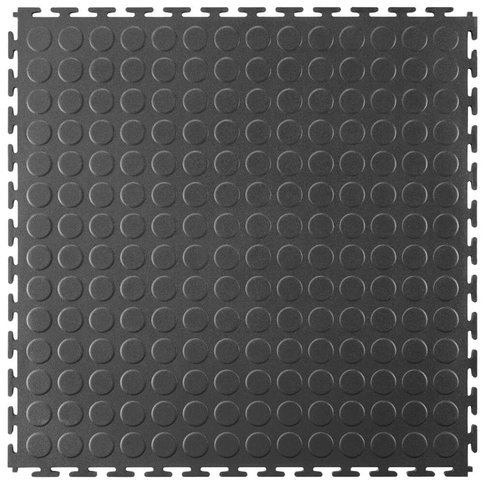 Graphite T Joint interlocking Ecotile floor tile with Raised Disc surface finish