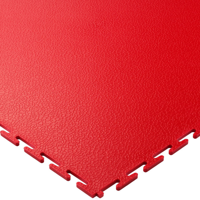 Red T Joint interlocking Ecotile floor tile on a white background