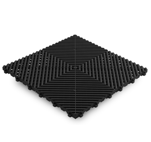 A horizontal Jet Black Swisstrax Ribtrax Pro tile