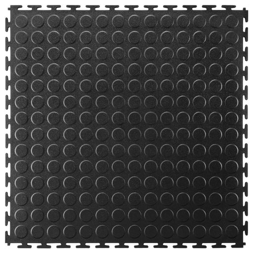 Black T Joint interlocking Ecotile floor tile with Raised Disc surface finish