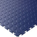 Blue T Joint interlocking Ecotile floor tile with Raised Disc surface finish on a white background