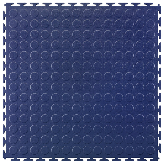 Blue T Joint interlocking Ecotile floor tile with Raised Disc surface finish