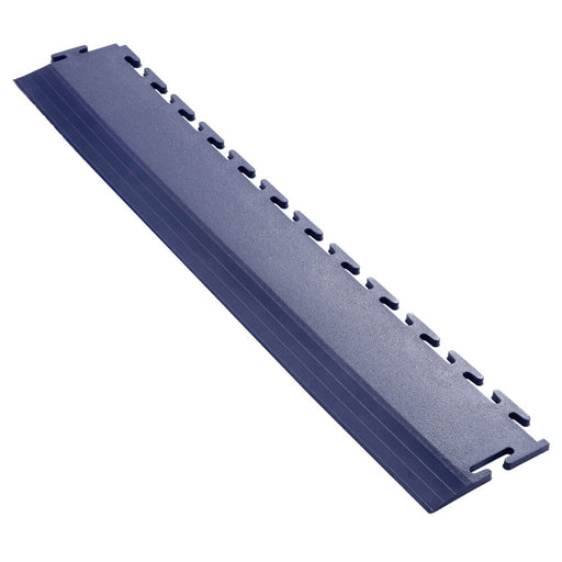Ecotile E57 interlocking floor tile ramp in blue on a white background