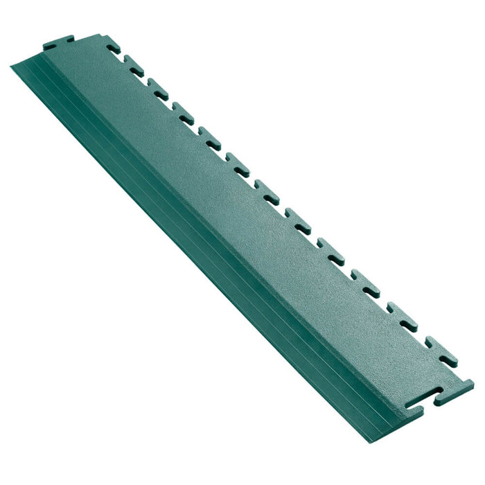 Ecotile E57 interlocking floor tile ramp in green on a white background