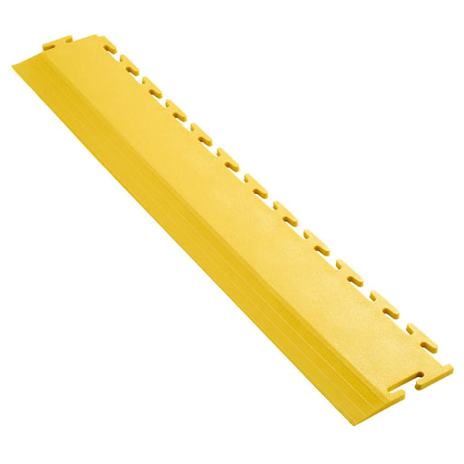 Ecotile E57 interlocking floor tile ramp in yellow on a white background