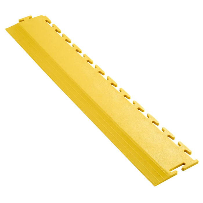 Ecotile E57 interlocking floor tile ramp in yellow on a white background