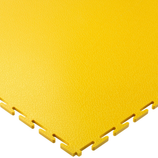 Yellow T Joint interlocking Ecotile floor tile on a white background
