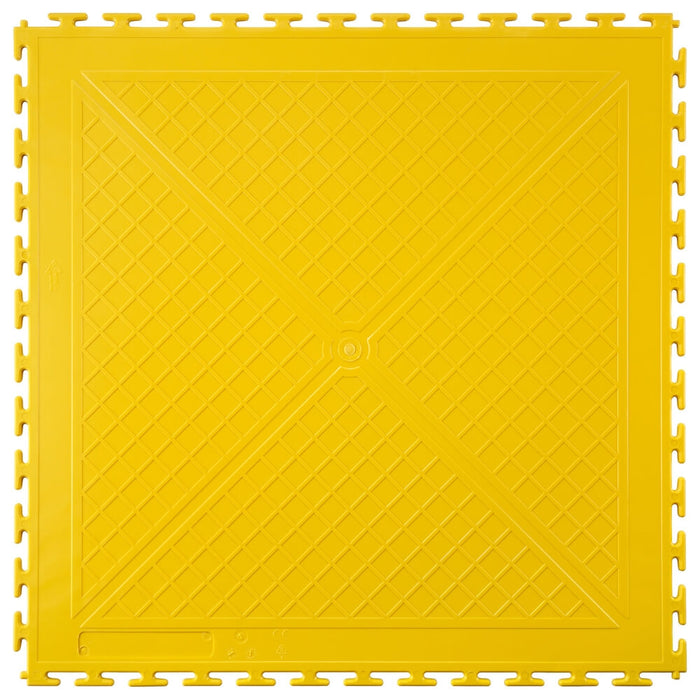 Rear side of a Yellow T Joint interlocking Ecotile floor tile
